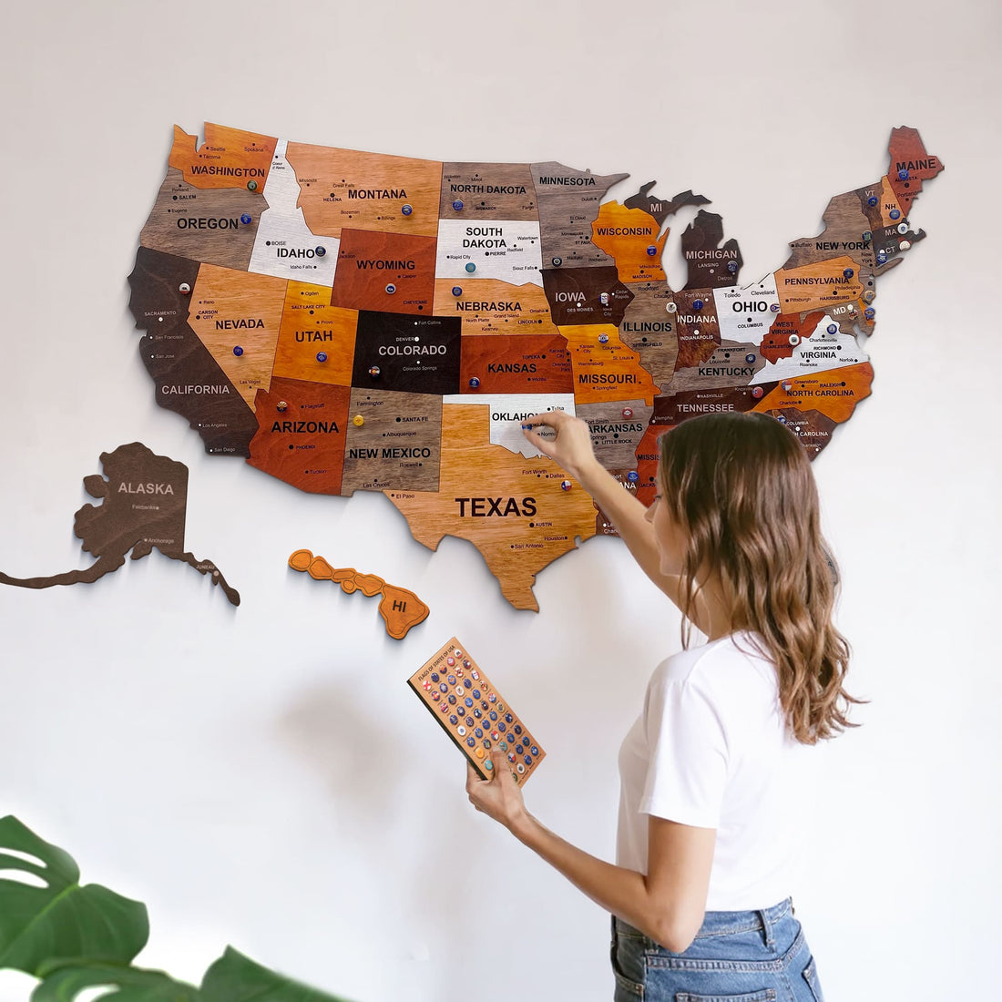 National Park Wooden Map – Mark Your Adventures & Memories (Made in USA)