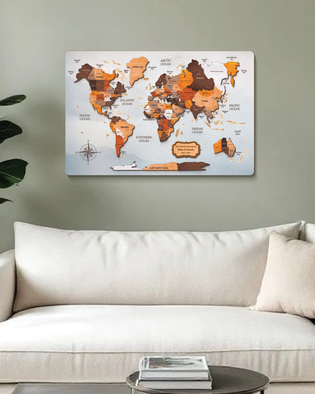 Personalized 3D Wooden World Travel Map Wall Decor, Wall Art, Explore Your Journey!