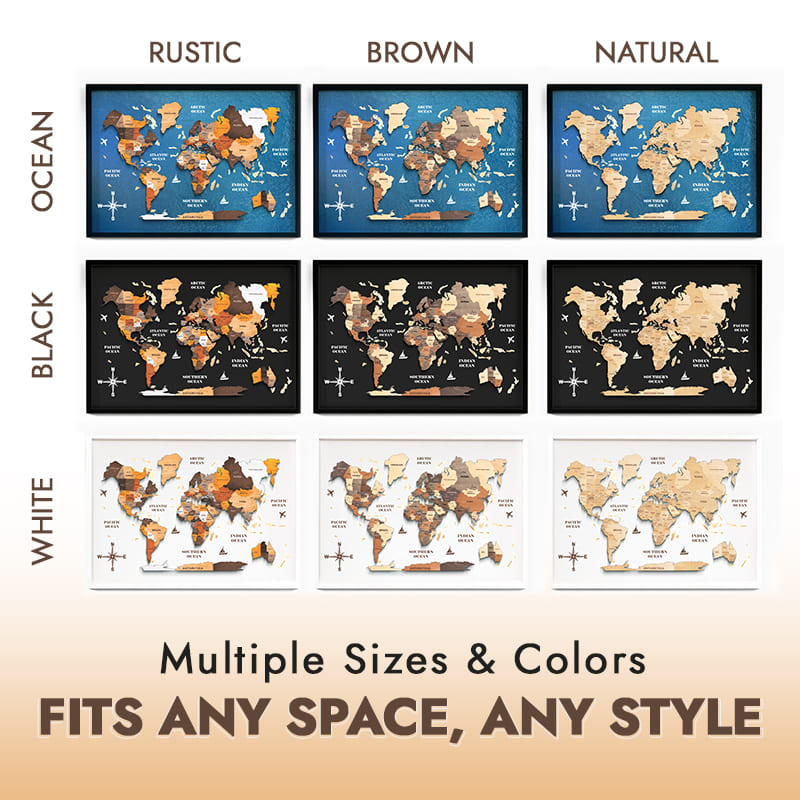 Premium Wooden World Map – Add Style to Your Home (Made in USA)